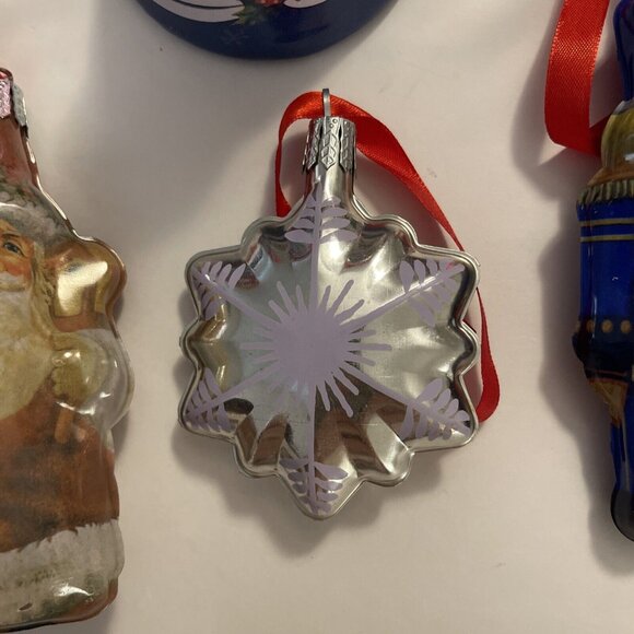 Vintage Thomas Pacconi Metal Tin Ornaments 3Bells, 1 Santa, 1 Nutcracker, Star - Picture 3 of 15